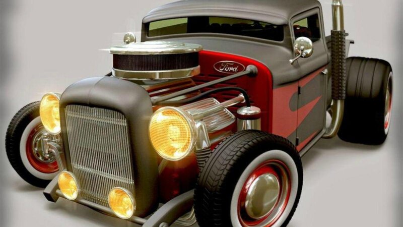 Custom Hot Rod Truck — Gray, Dramatic, 3d Render