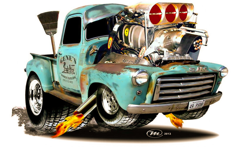 Custom Hot Rod Truck — Teal