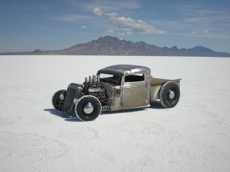 Custom Hot Rod Truck — White, Desolate, Afternoon