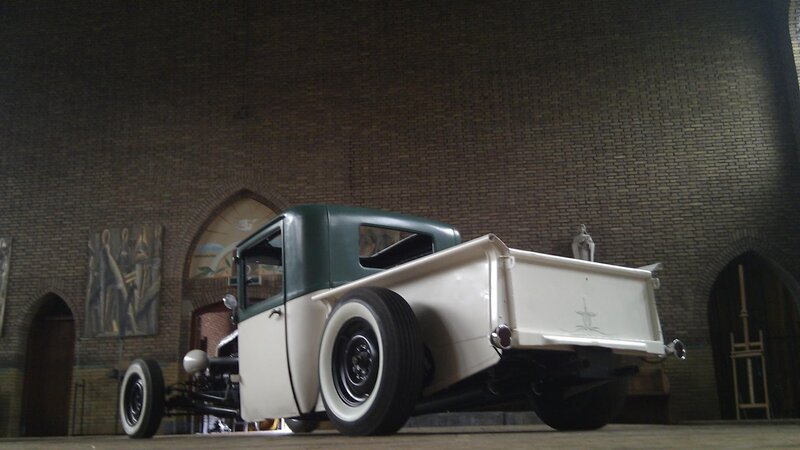 Custom Hot Rod Truck — White, Dramatic, Photograph