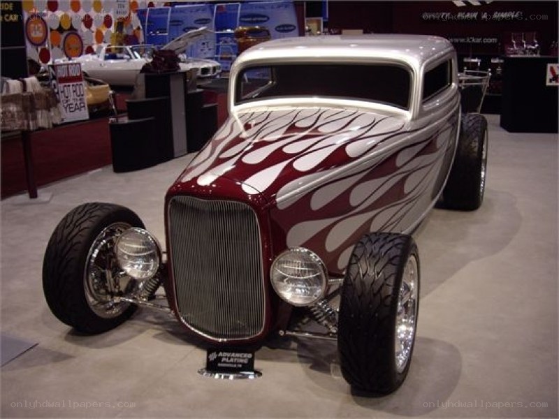 Custom hot rod with flame paint
