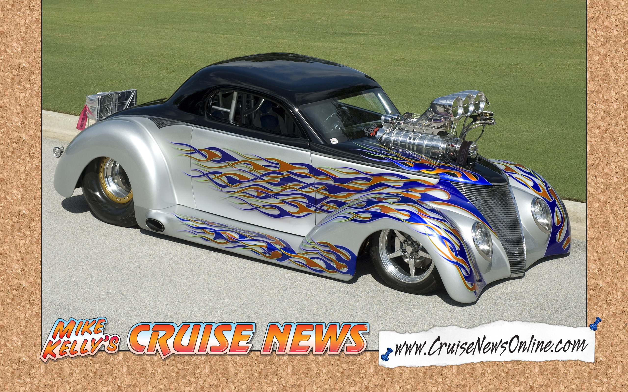 custom hot rod with flames