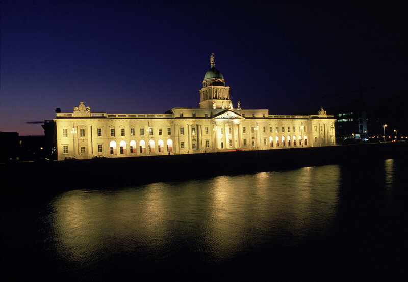 Custom House at night