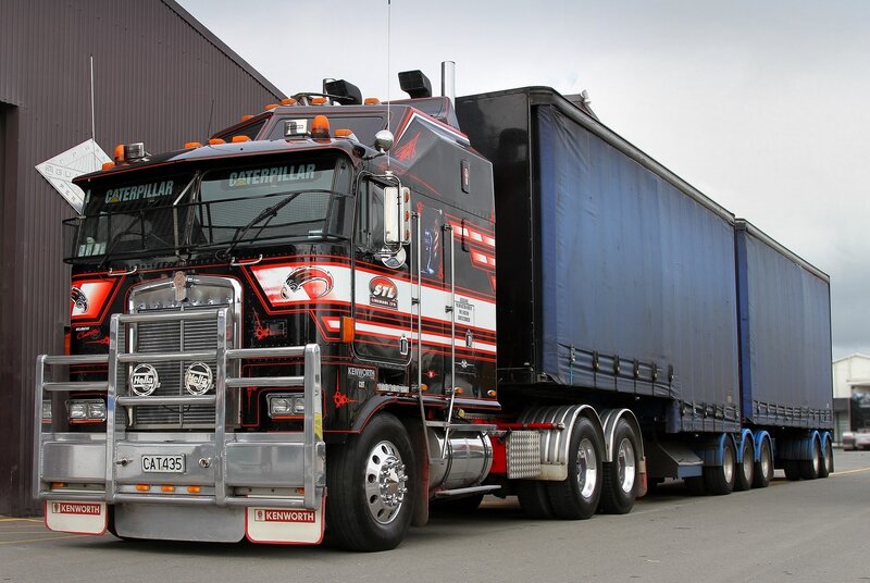 Custom Kenworth truck with Caterpillar branding