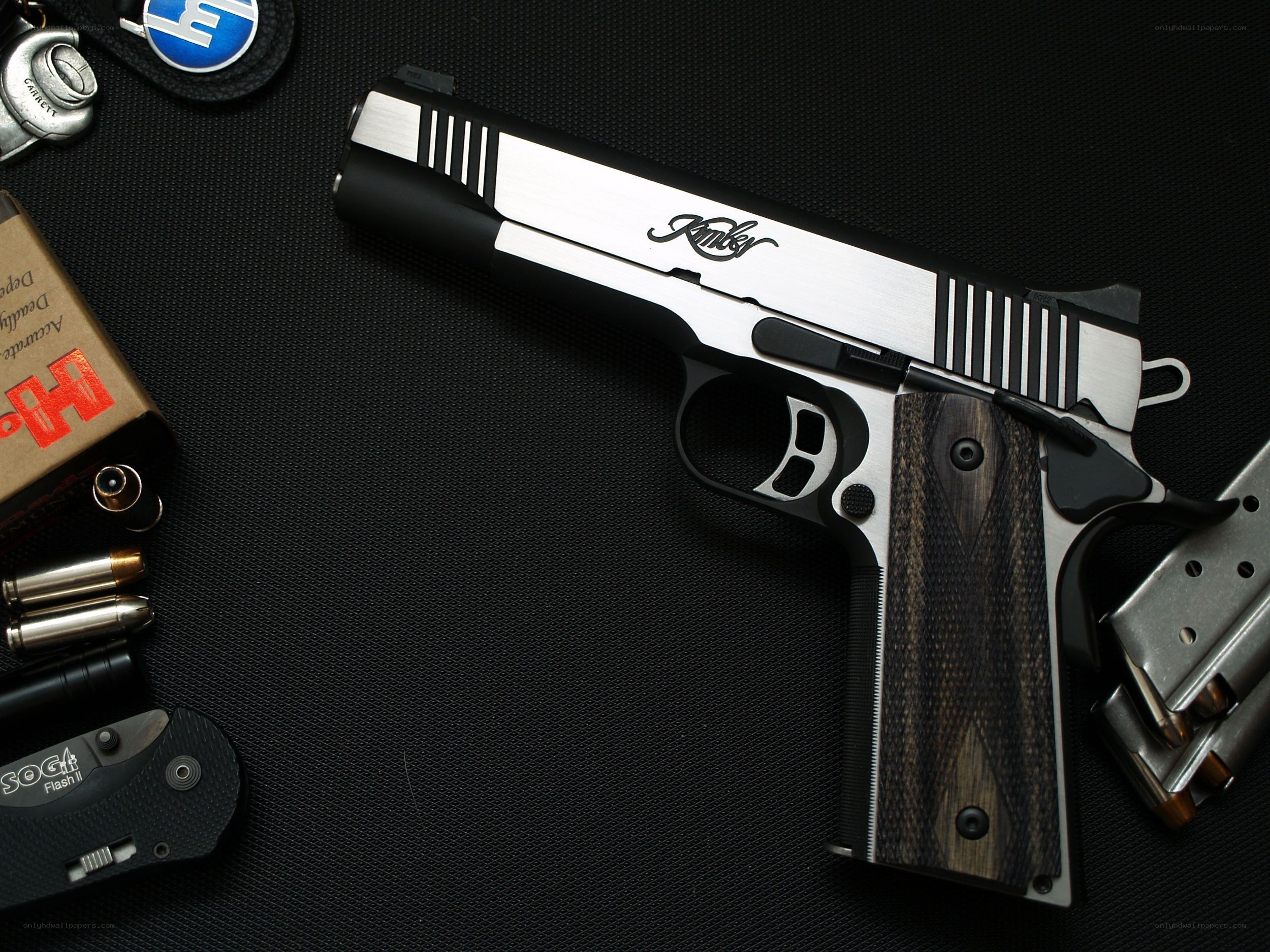 Custom Kimber pistol with accessories