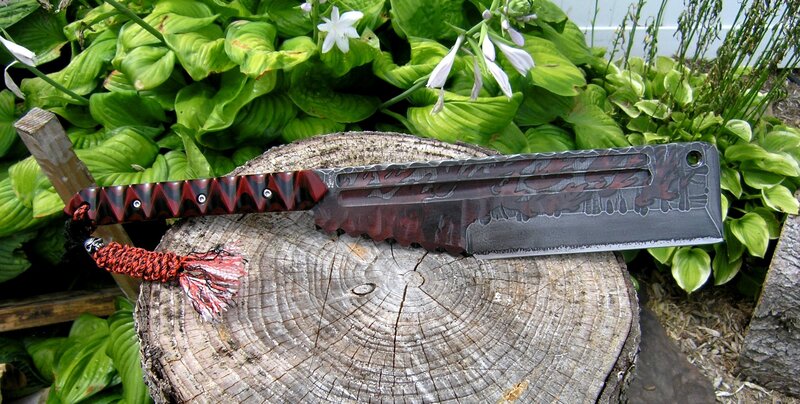 Custom Knife on Log