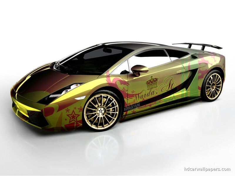 custom lamborghini with gold and green wrap