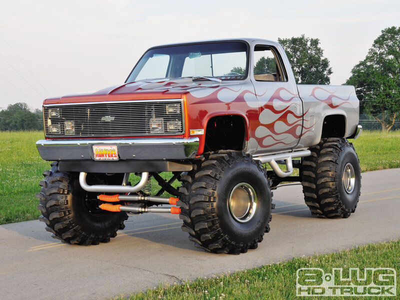 Custom Lifted Truck — Red, Dramatic