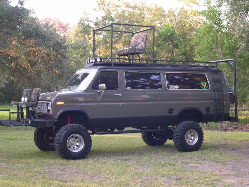 custom lifted van with hunting seat