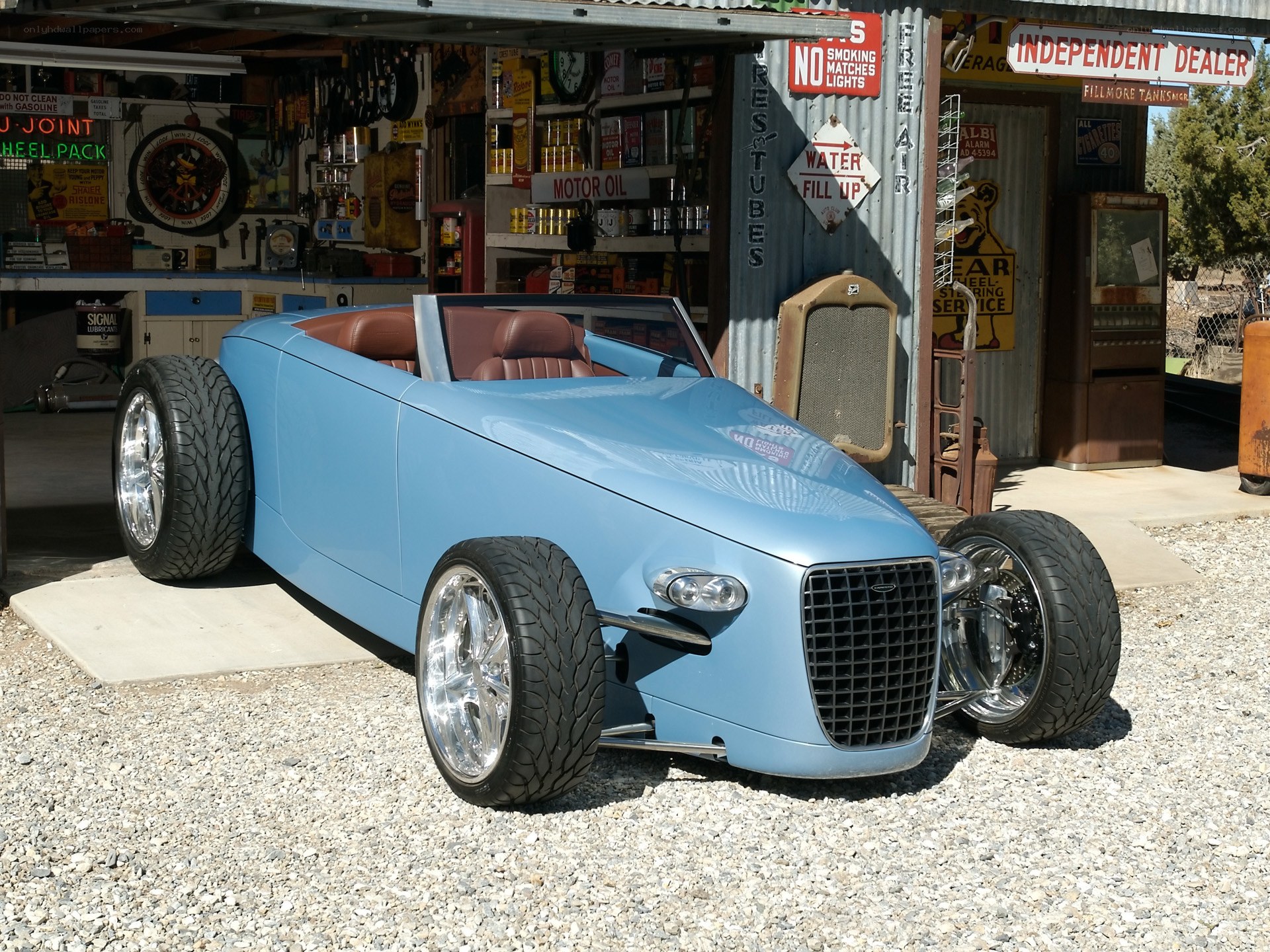 Custom light blue hot rod car