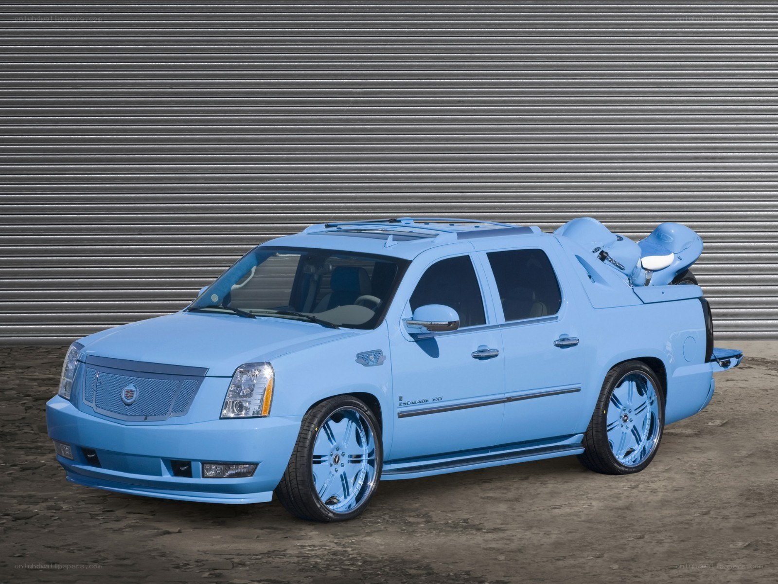 custom light blue pickup truck