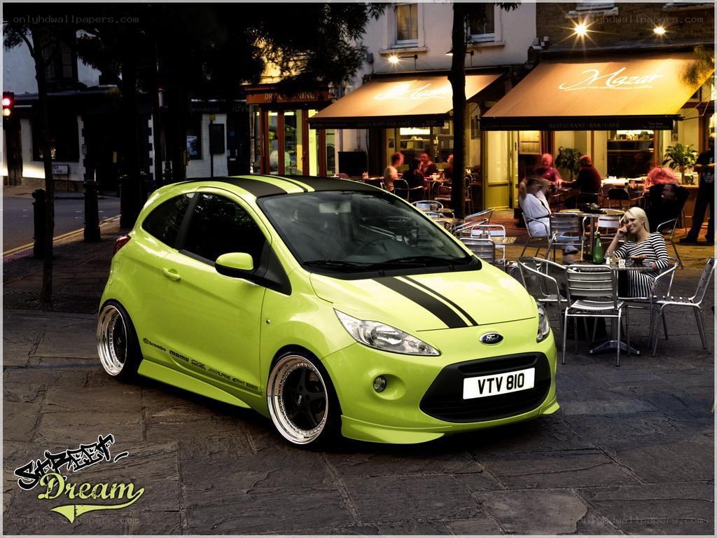 Custom lime green Ford Fiesta