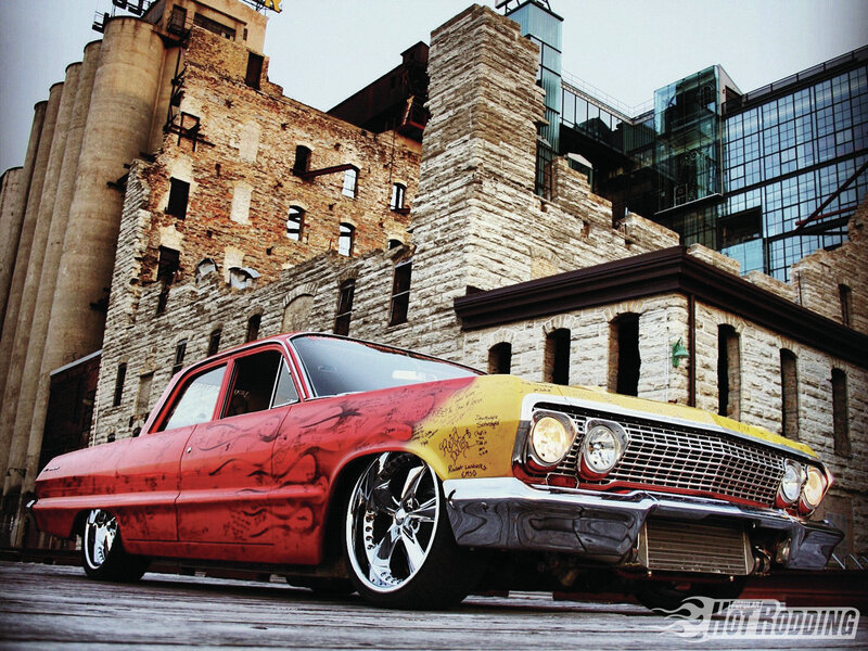 Custom Lowrider Car — Red, Dramatic