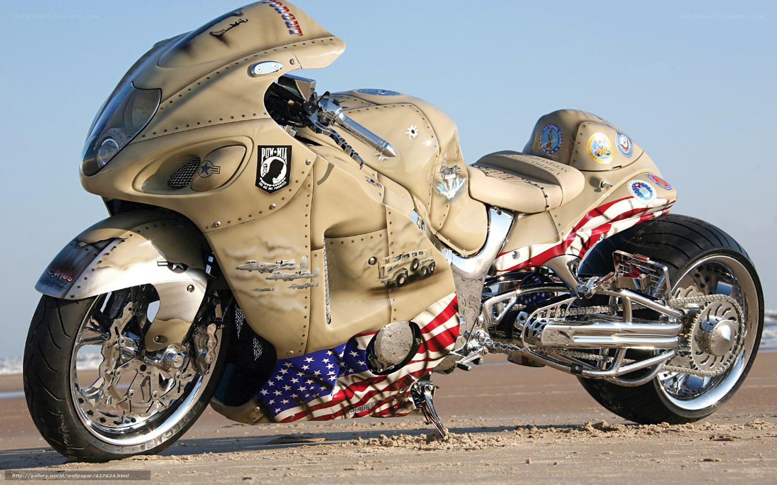 custom military-themed motorcycle