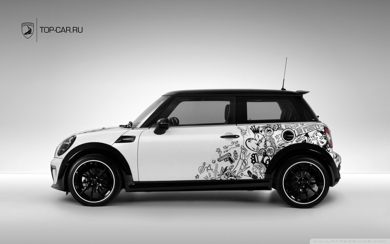 custom mini cooper with graffiti