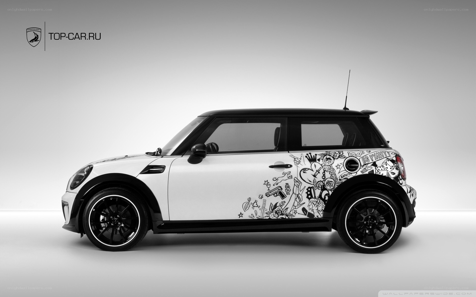 custom mini cooper with graffiti