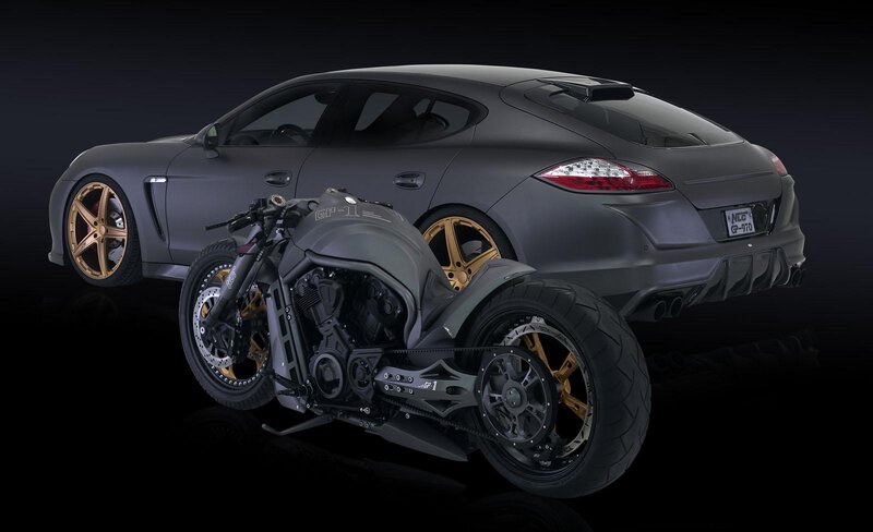 Custom Motorcycle and Car