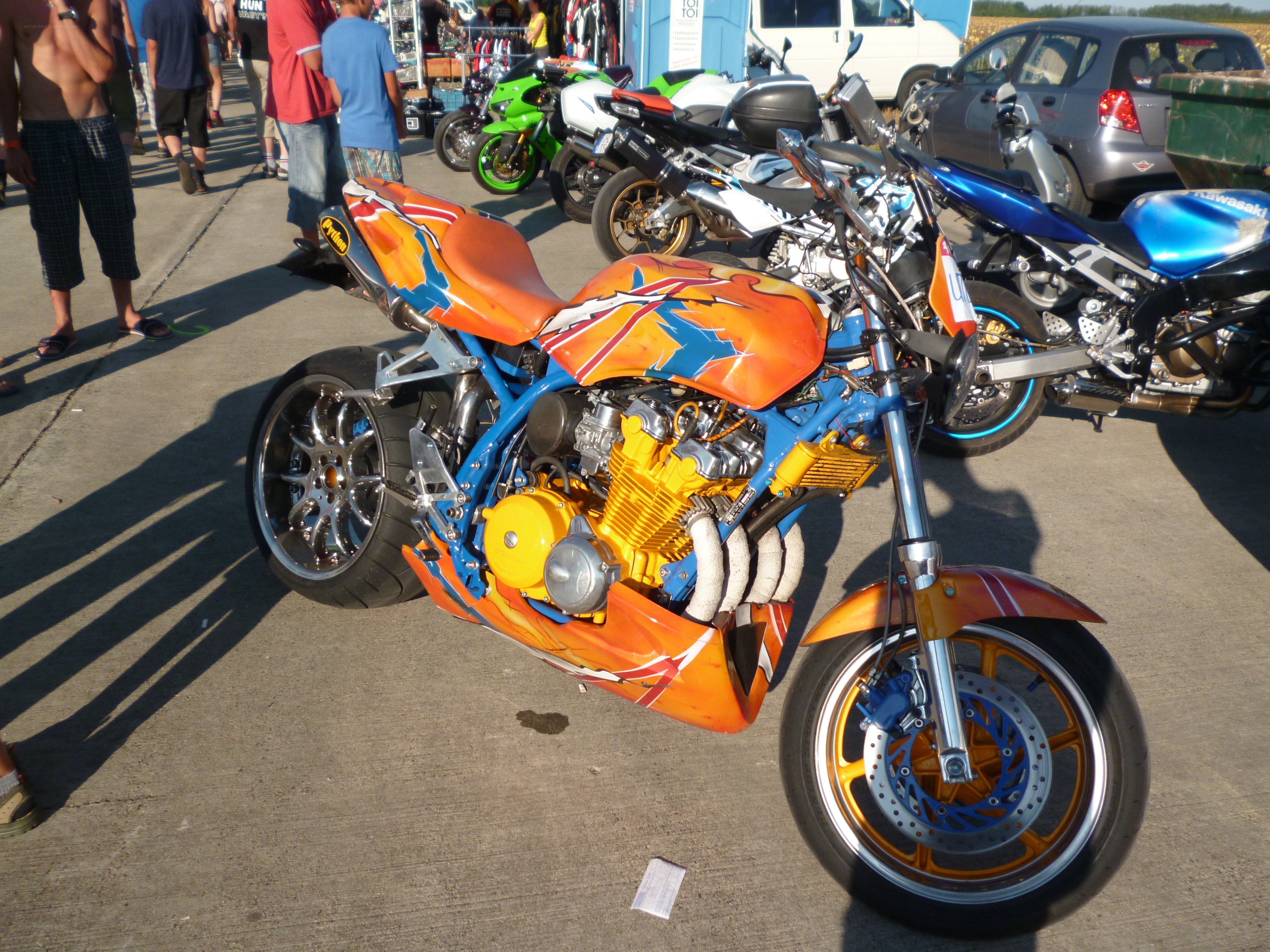 Custom motorcycle at outdoor show