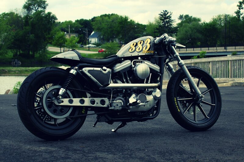 Custom Motorcycle — Black, Calm, Afternoon