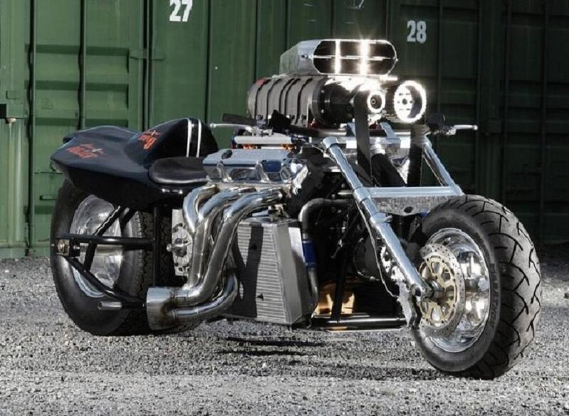 Custom Motorcycle — Black, Dramatic, Afternoon, Photograph, Engine