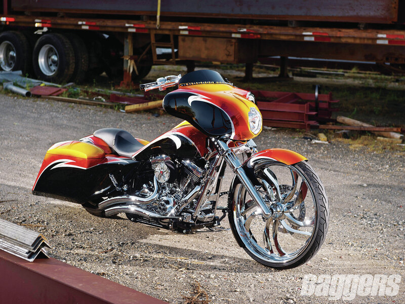 Custom Motorcycle — Black, Dramatic, Afternoon, Photograph, Truck