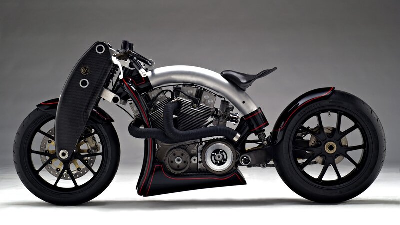 Custom Motorcycle — Black, Dramatic, Photograph, Engine, Seat