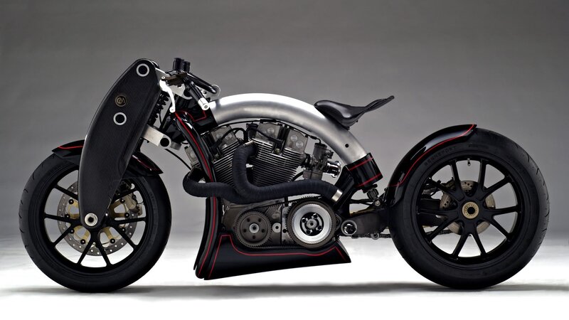 Custom Motorcycle — Black, Dramatic, Photograph, Engine