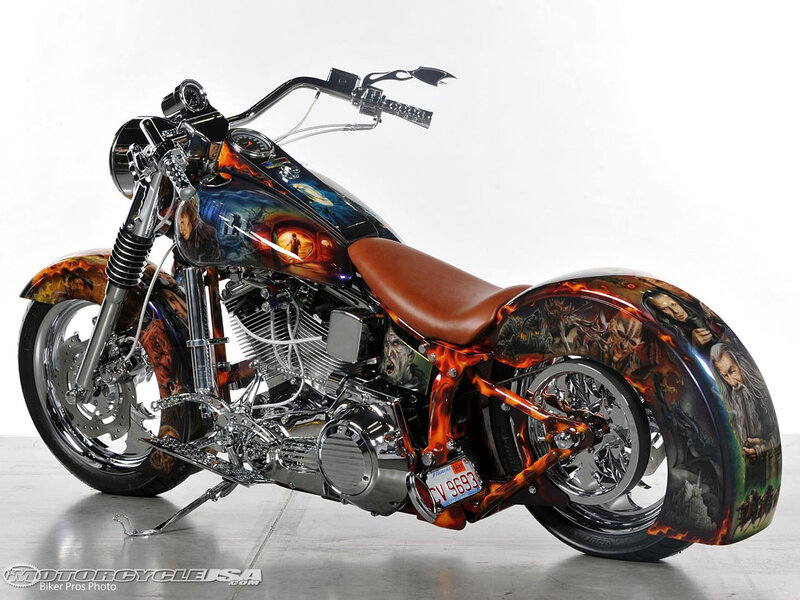 Custom Motorcycle — Black, Dramatic, Photograph, Fire