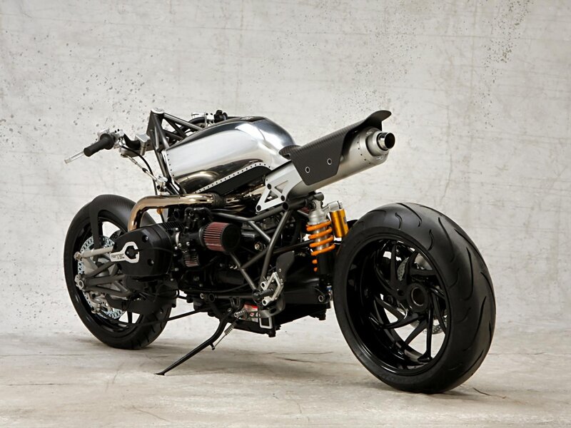 Custom Motorcycle — Black, Industrial, Photograph, Engine