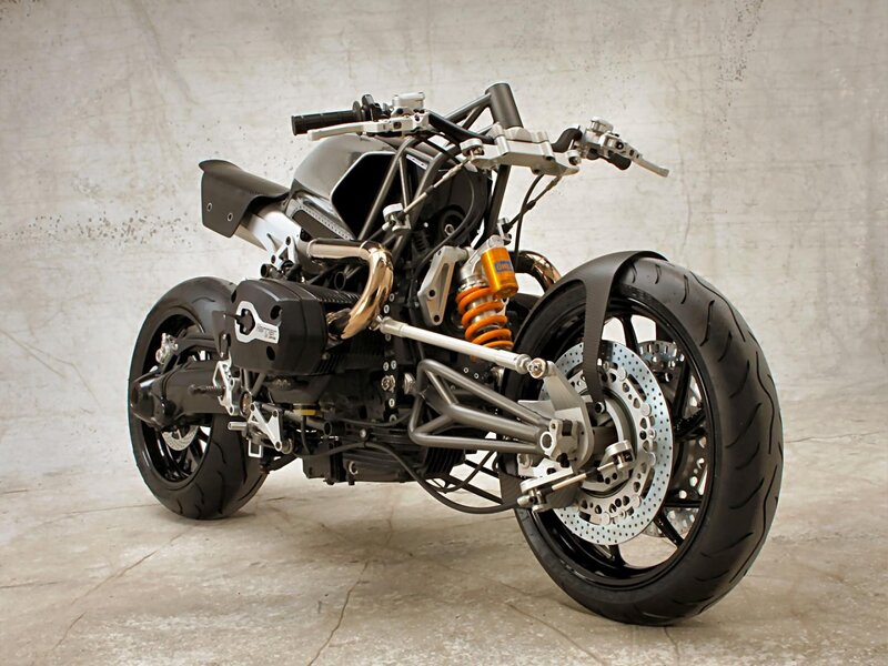 Custom Motorcycle — Black, Industrial, Photograph