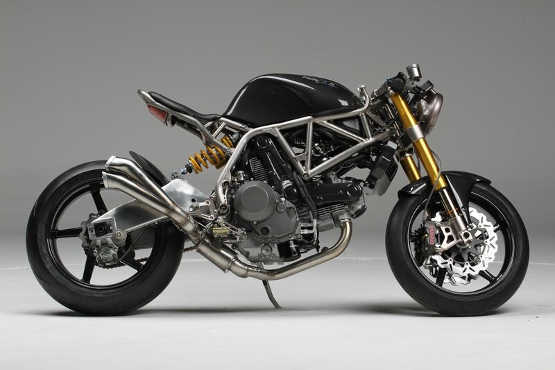 Custom Motorcycle — Black, Neutral, Photograph, Engine, Exhaust