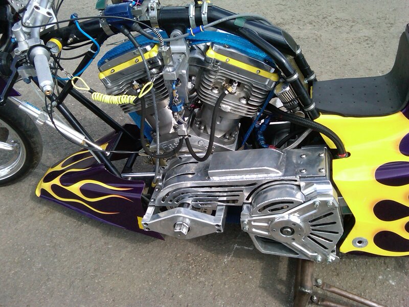Custom Motorcycle Engine — Yellow