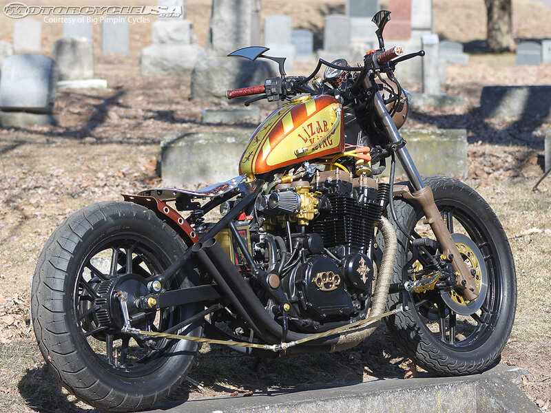 Custom Motorcycle in Cemetery