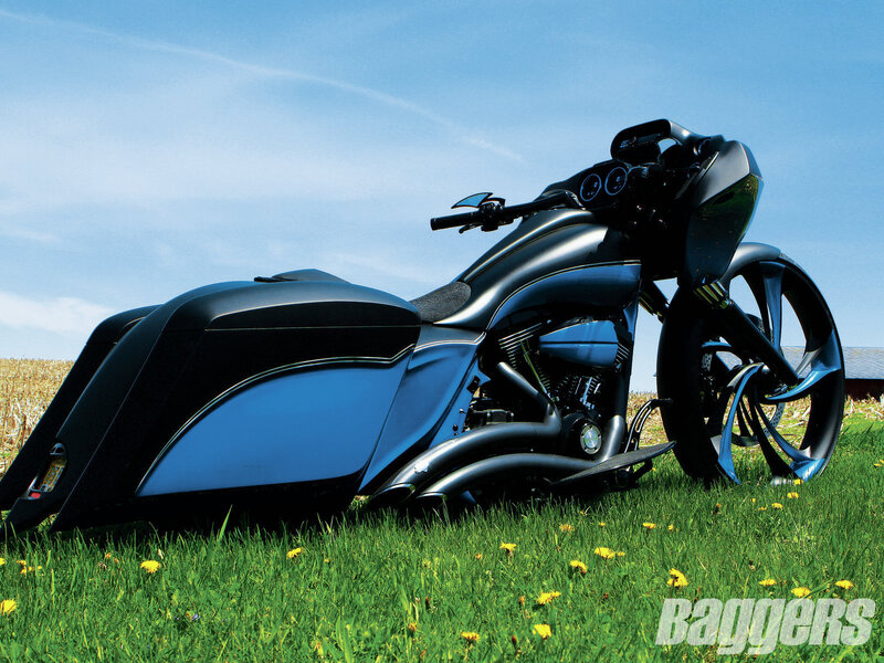 Custom Motorcycle in Field
