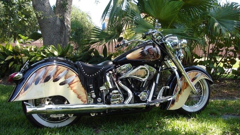 Custom Motorcycle in Garden
