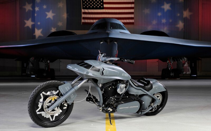Custom Motorcycle in Hangar