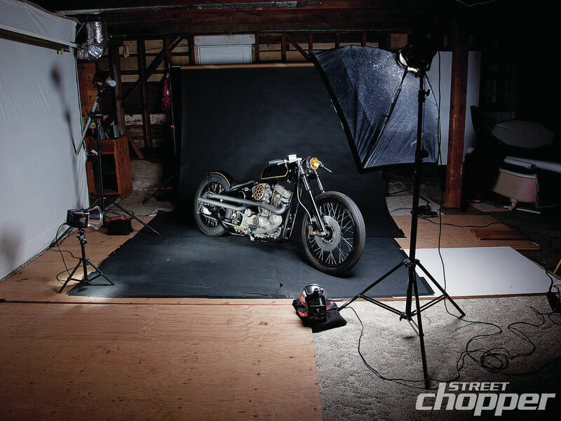 Custom Motorcycle in Studio — Black