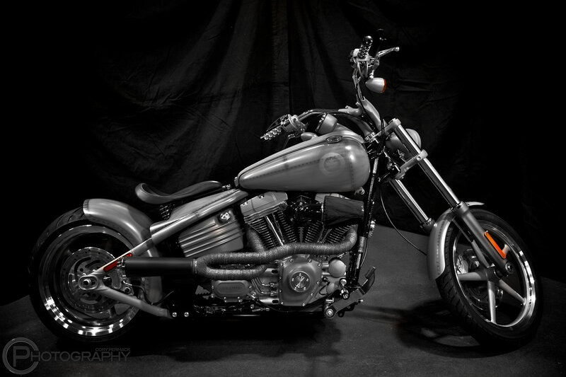 custom motorcycle in studio