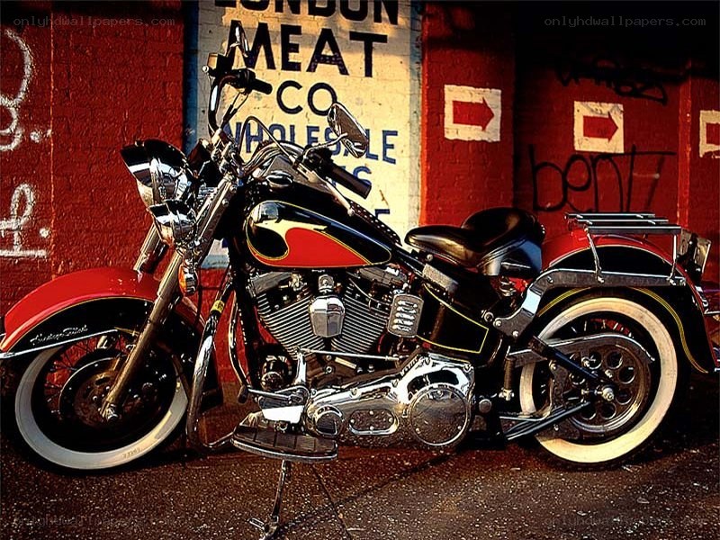 Custom motorcycle in urban setting