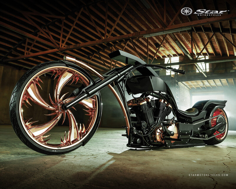 Custom Motorcycle in Warehouse — Black