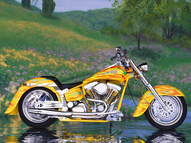 Custom Motorcycle in Water