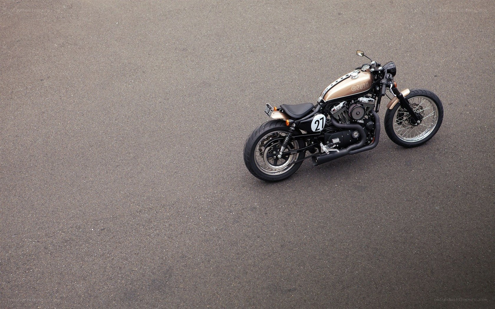 custom motorcycle on asphalt