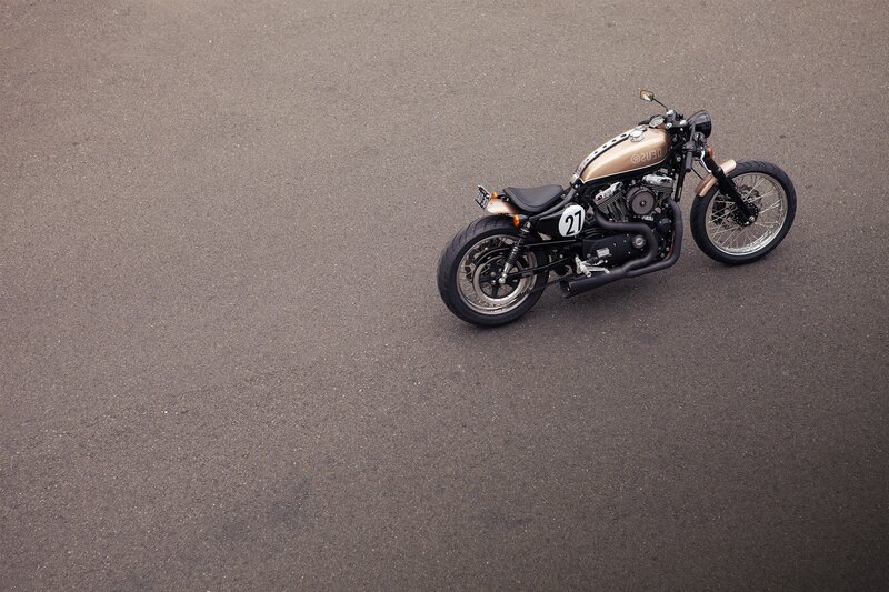 Custom Motorcycle on Asphalt — Gray, Calm