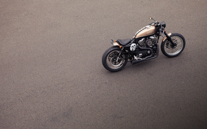 Custom Motorcycle on Asphalt — Gray