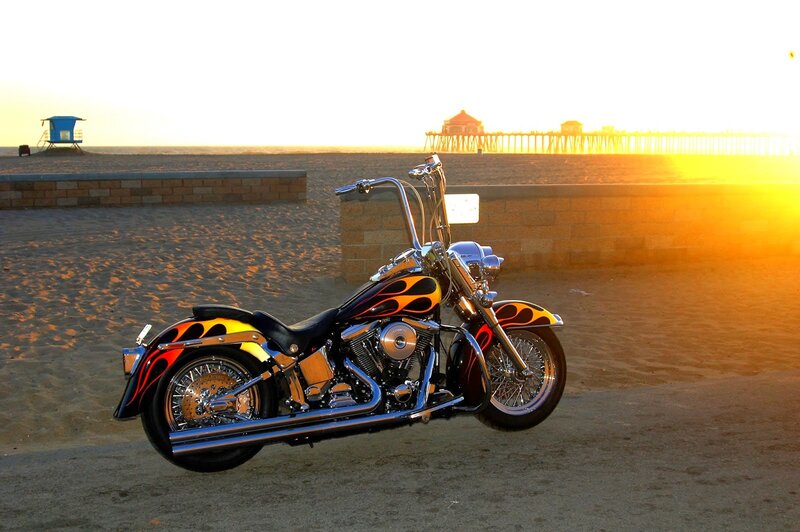 Custom Motorcycle on Beach