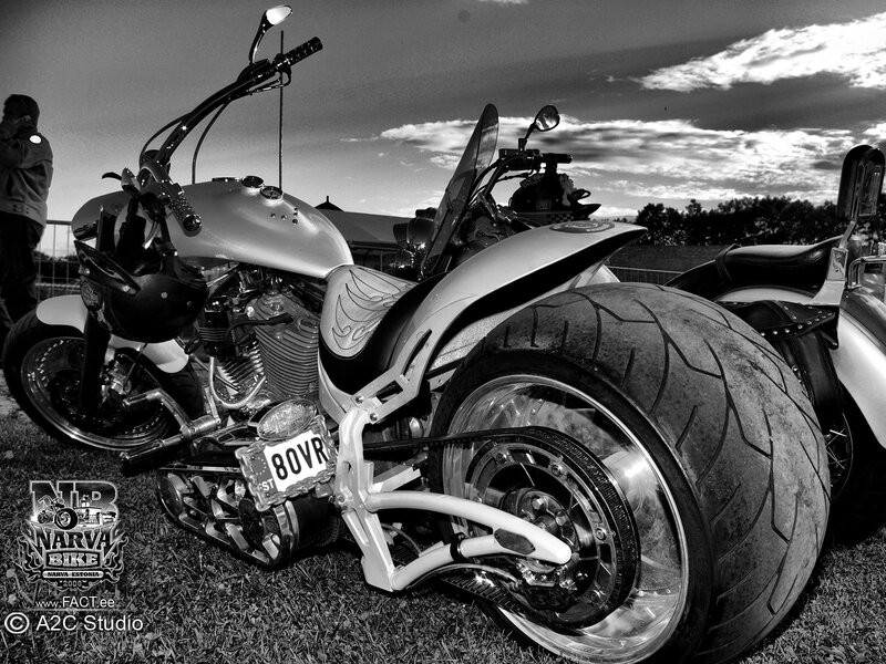 Custom motorcycle on display