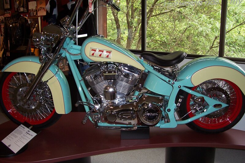Custom motorcycle on display