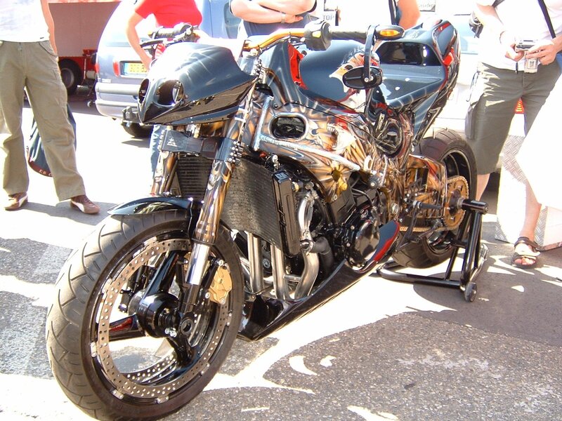 custom motorcycle on display