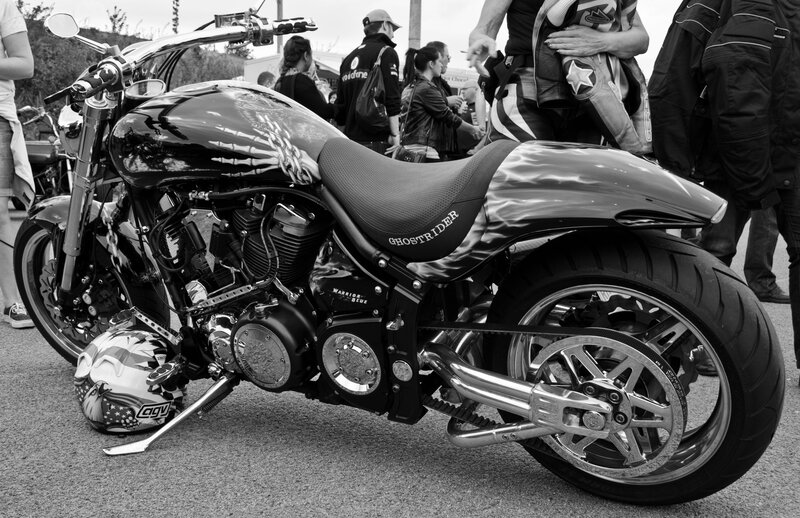 Custom Motorcycle on Display — Black