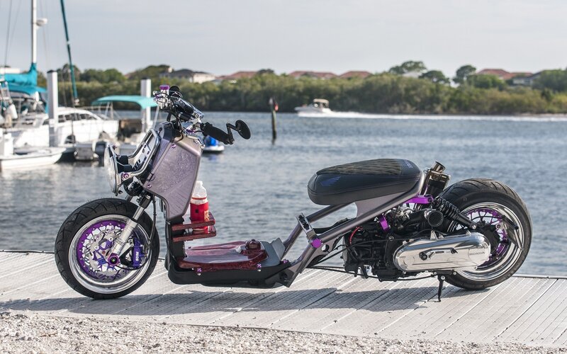 Custom Motorcycle on Dock — Gray